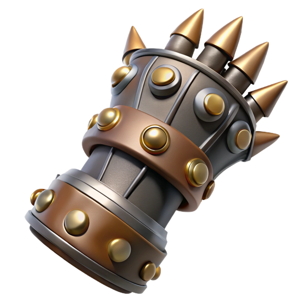 dramatic minimalist Steampunk gauntlet with articulated fingers and spiked knuckles exclusive png