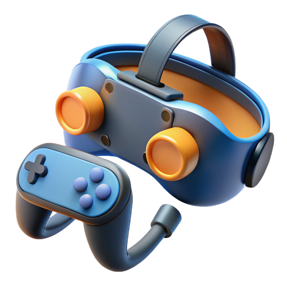 impressive abstract Virtual reality headset with controllers high quality png