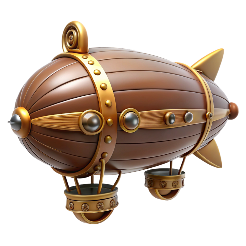 elegant classic Steampunk zeppelin miniature with intricate details and propellers exclusive png