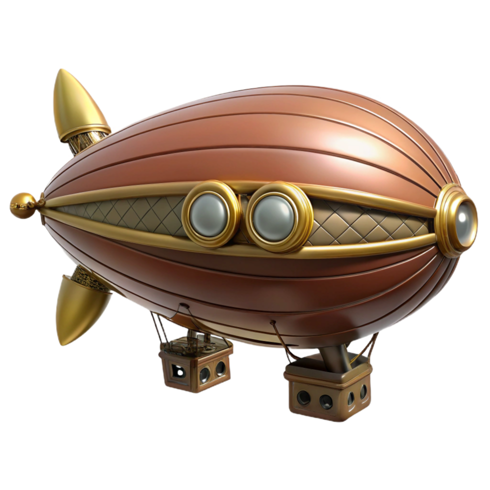 stunning creative Steampunk zeppelin miniature with intricate details and propellers premium png