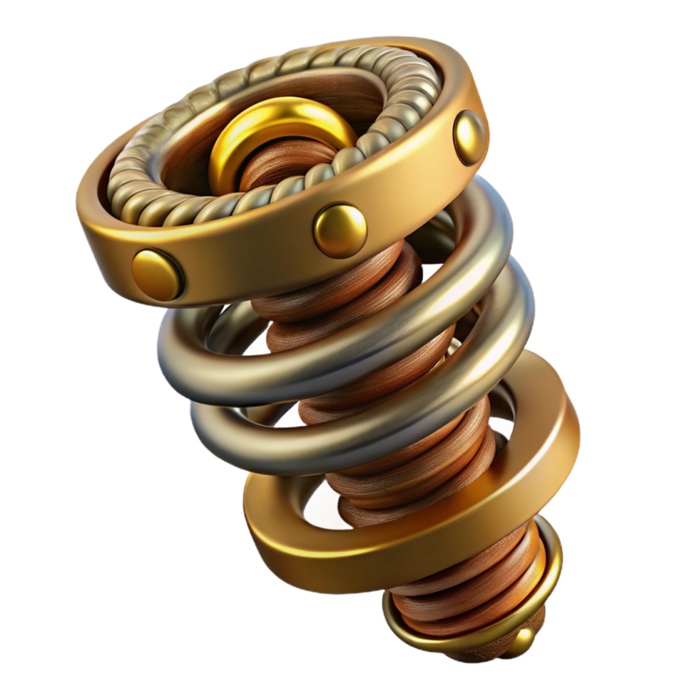 beautiful rustic Steampunk spring with intricate coils and brass embellishments genuine png
