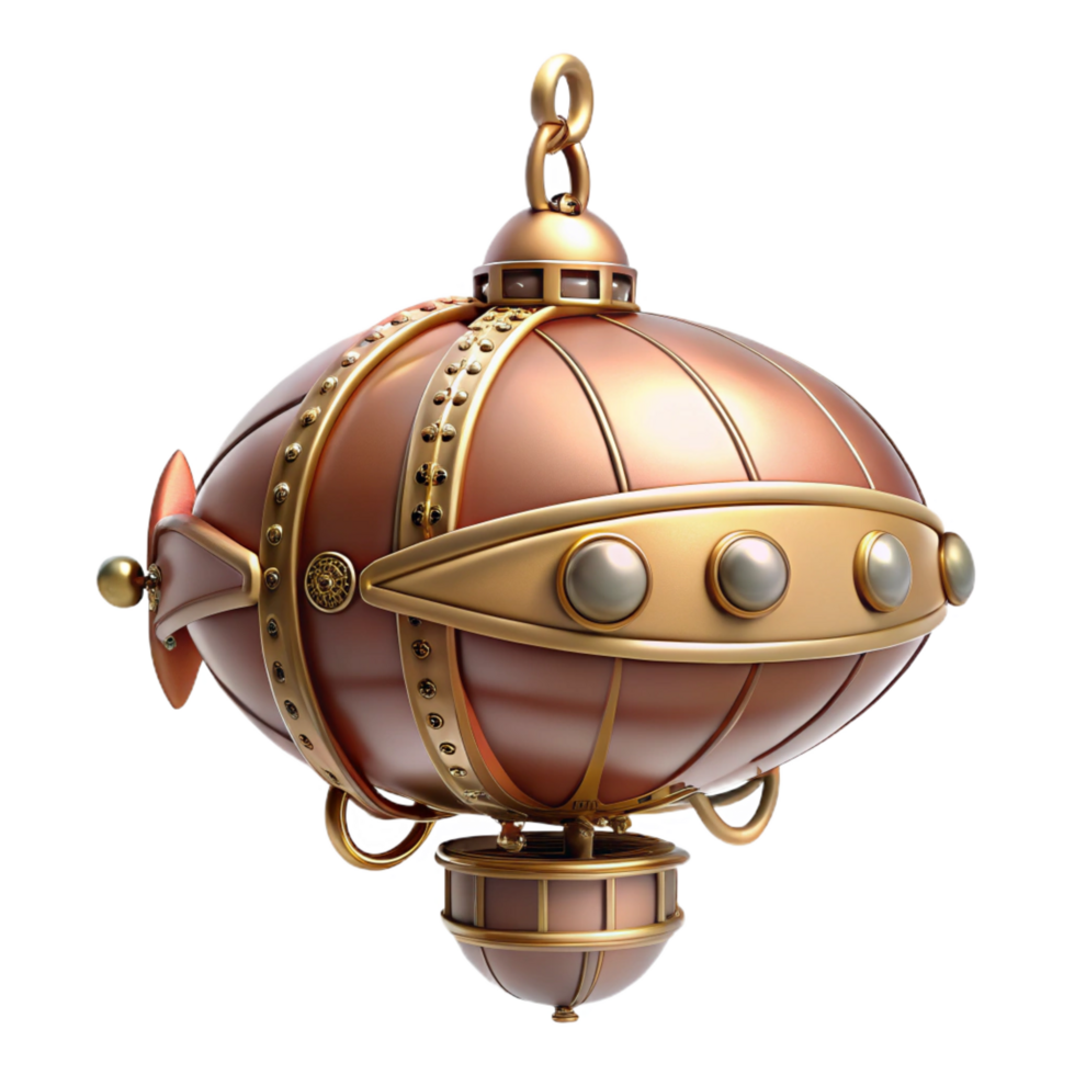 dramatic minimalist Steampunk dirigible miniature pendant with intricate details premium png