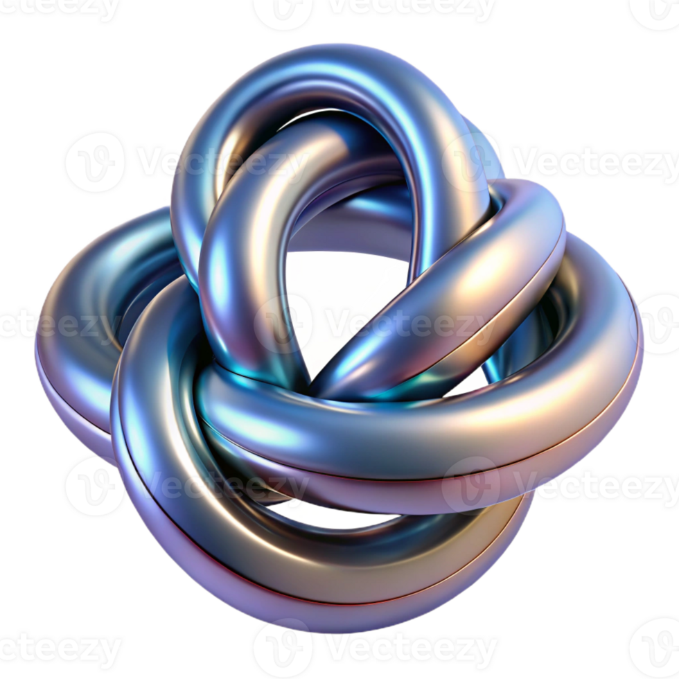 elegant classic A complex knot of intertwined metallic ribbons, high resolution png