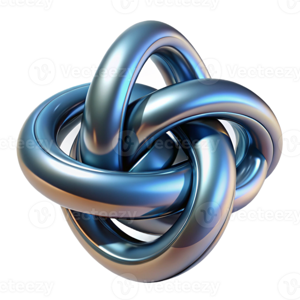 wonderful minimalist A complex knot of intertwined metallic ribbons, original png
