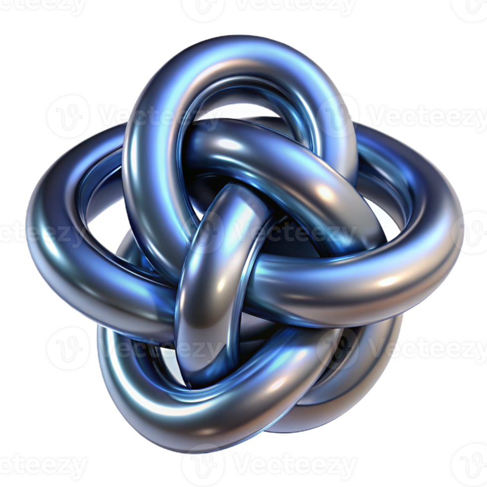 wonderful creative A complex knot of intertwined metallic ribbons, 4K png