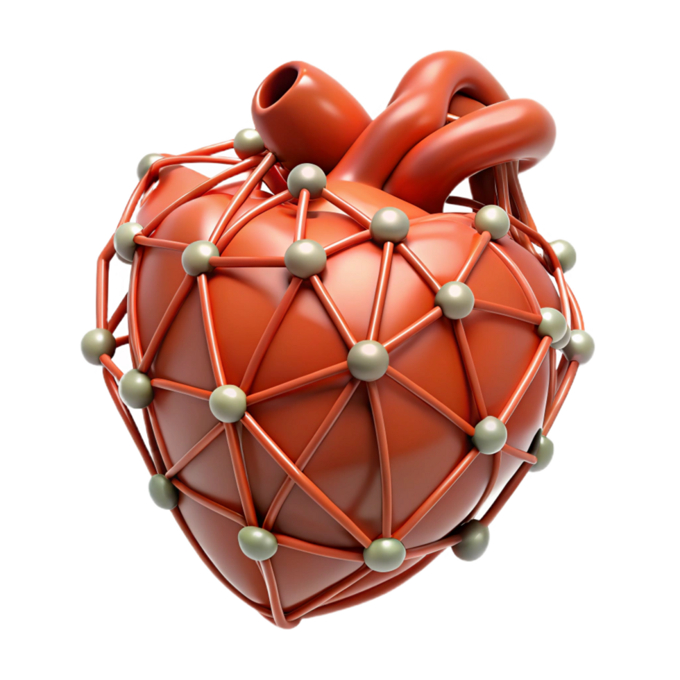 wonderful abstract A stylized human heart made of interconnected wires, professional png