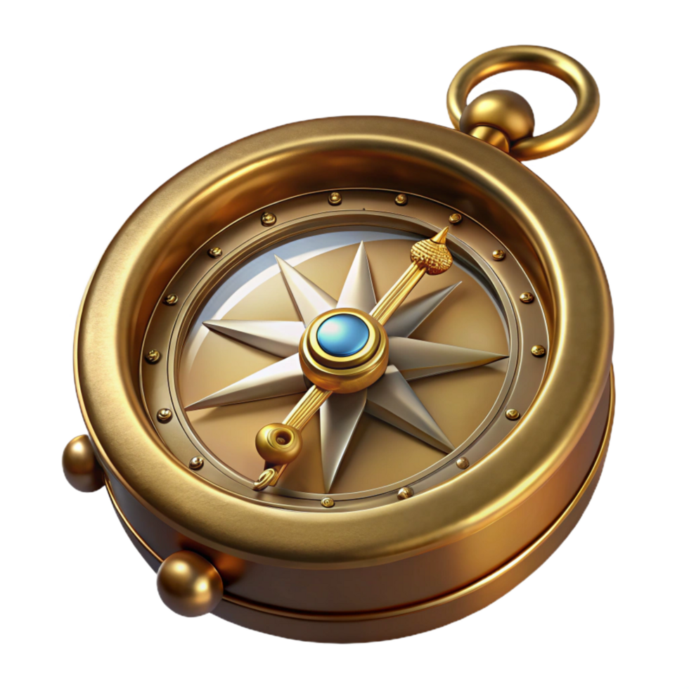 magnificent rustic Steampunk compass with a brass casing and ornate needle professional png