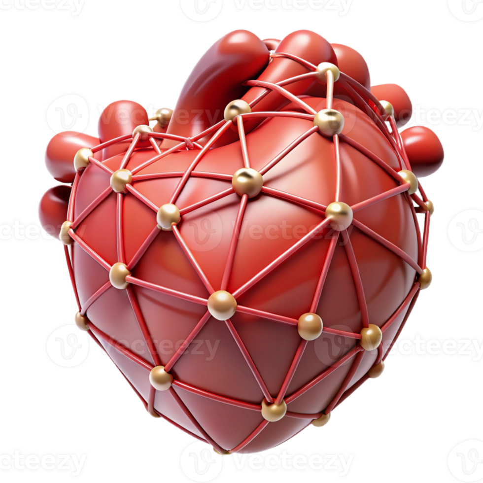 wonderful traditional A stylized human heart made of interconnected wires, premium png