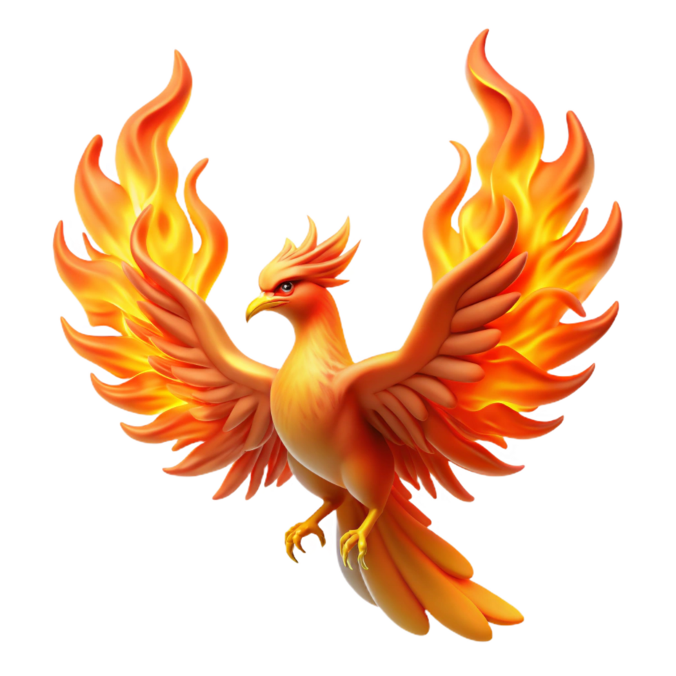 impressive minimalist A majestic phoenix, engulfed in flames premium png