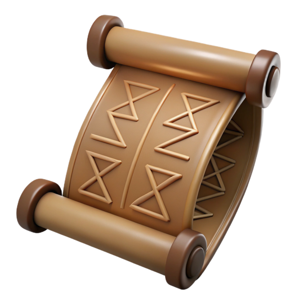 extraordinary minimalist A single, open scroll with ancient runes inscribed professional png