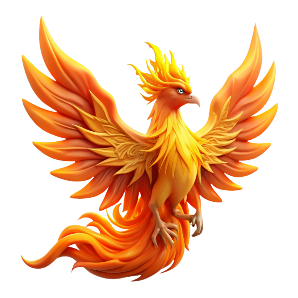 serene rustic A majestic phoenix, engulfed in flames premium png