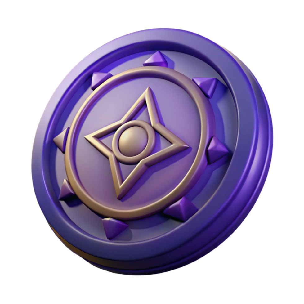 elegant creative A single, ancient coin with mystical symbols 4K png