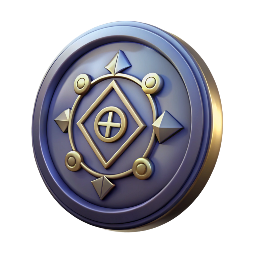 impressive rustic A single, ancient coin with mystical symbols high quality png