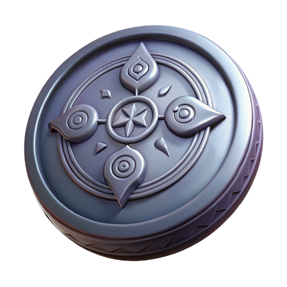 vibrant vintage A single, ancient coin with mystical symbols high quality png