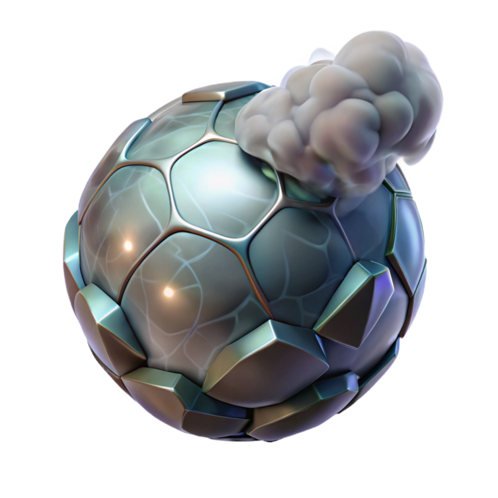 wonderful traditional A single, cracked crystal ball, emitting smoke professional png
