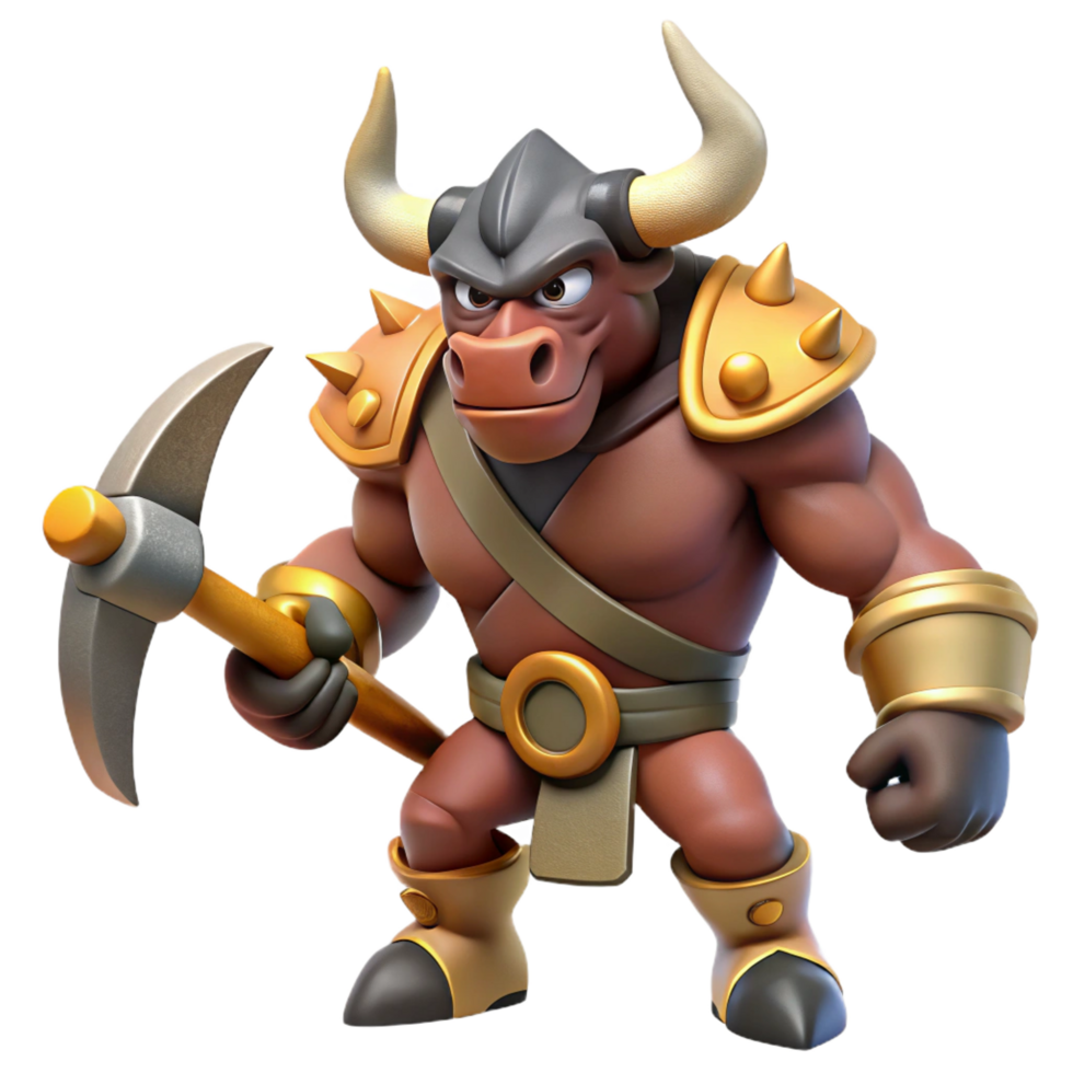 magnificent contemporary A powerful minotaur, wielding a double-headed axe high quality png