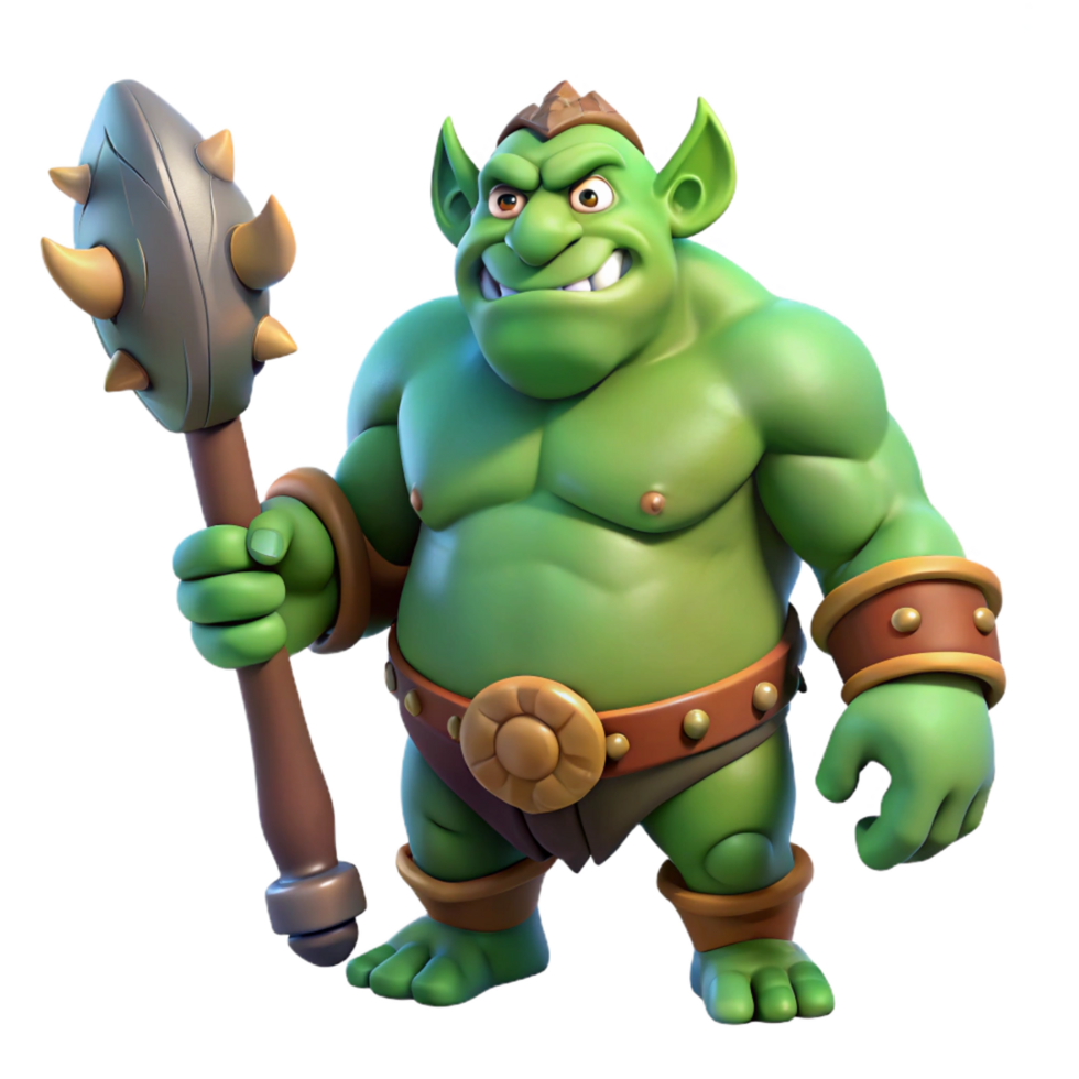 stunning modern A fierce ogre, wielding a giant club authentic png