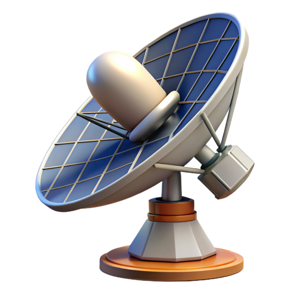 vibrant contemporary Advanced satellite dish with rotating antenna and solar panels exclusive png