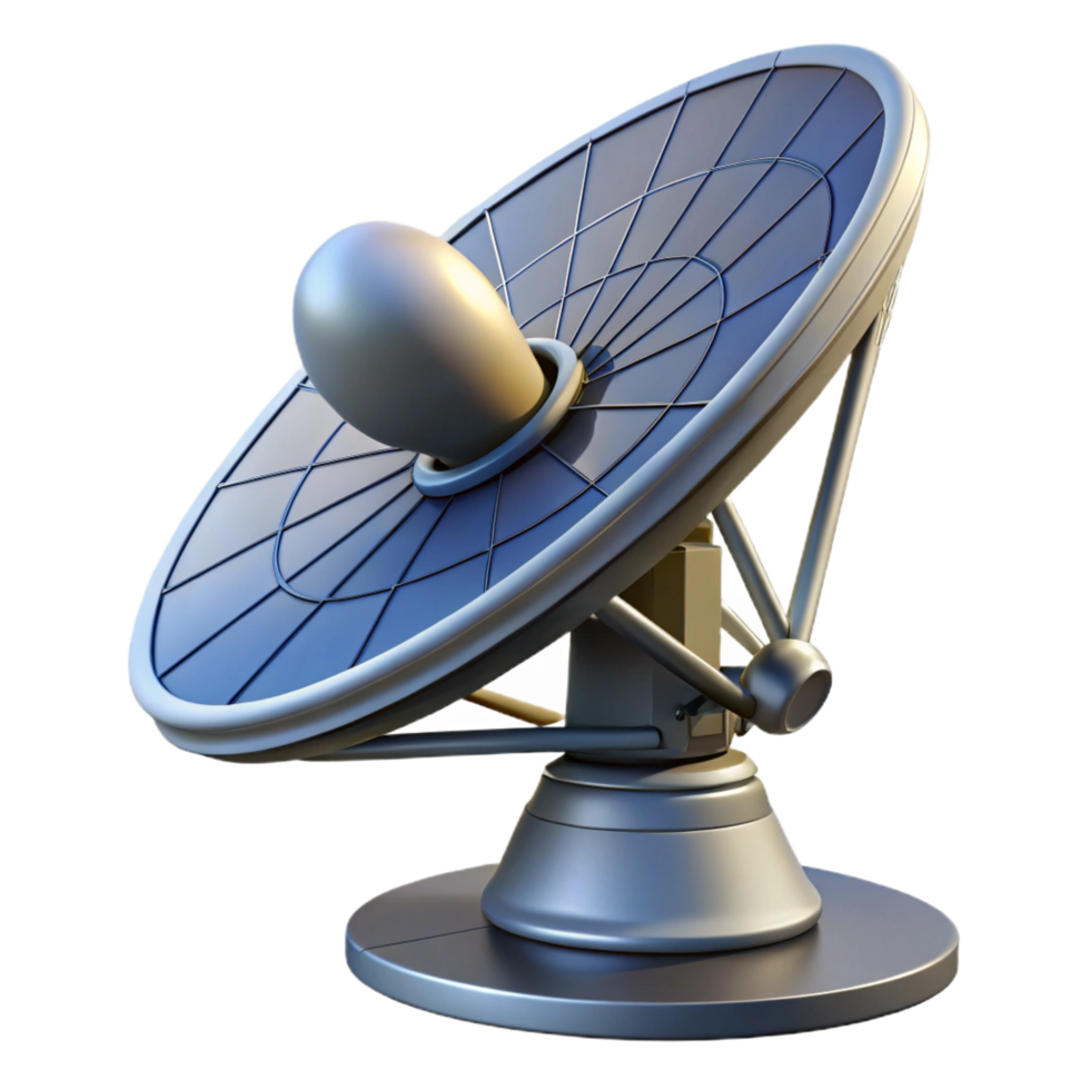 stunning artistic Advanced satellite dish with rotating antenna and solar panels original png