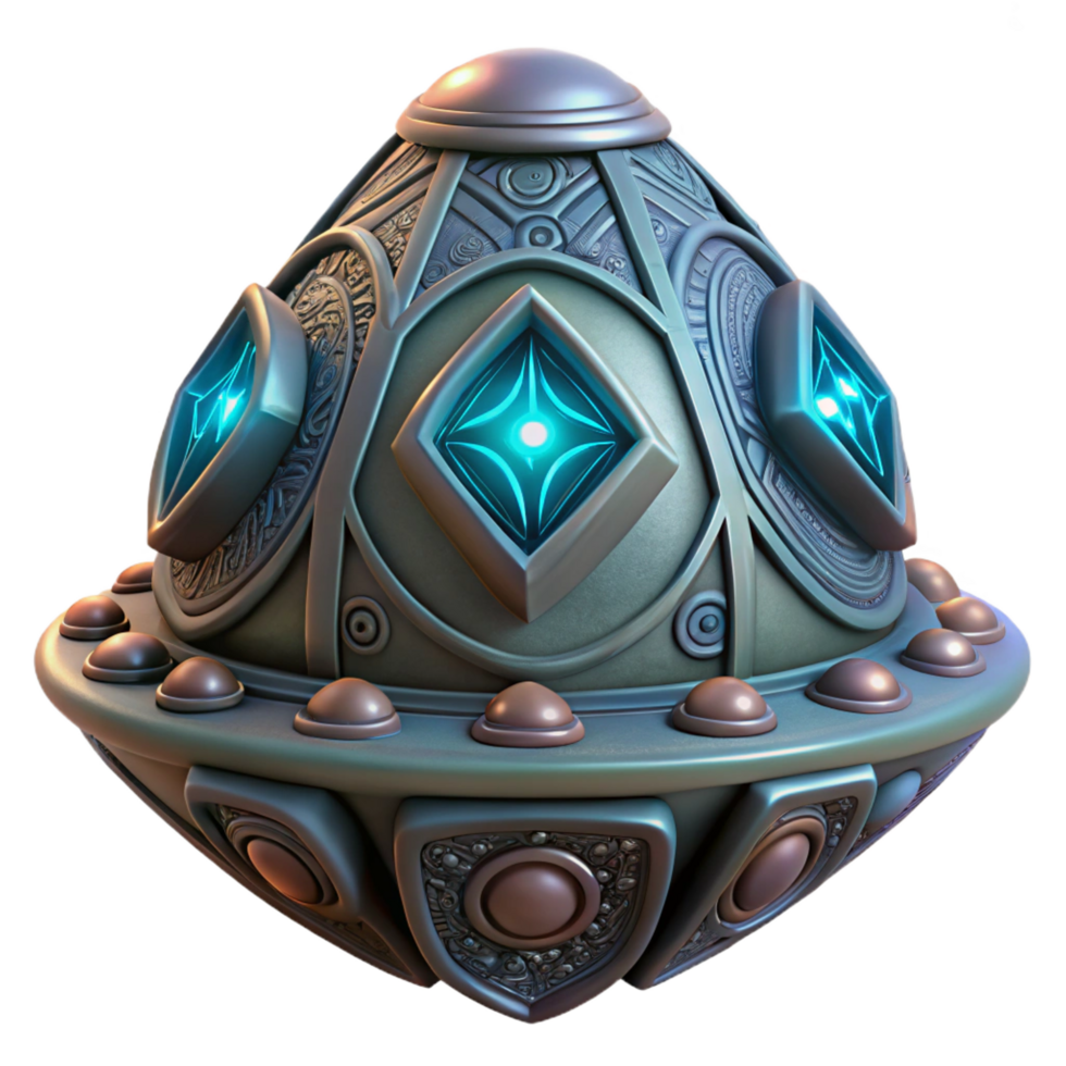 serene classic Alien artifact with intricate carvings and glowing runes premium png