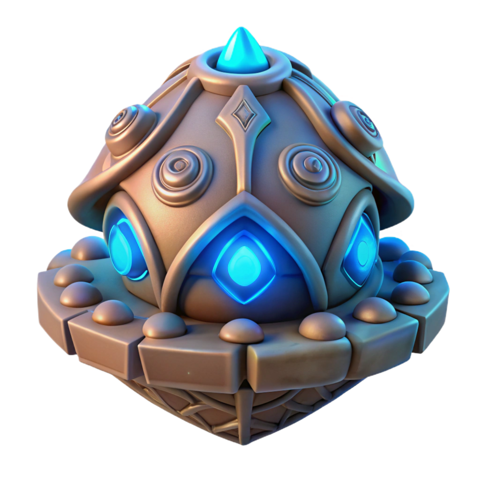 stunning traditional Alien artifact with intricate carvings and glowing runes genuine png