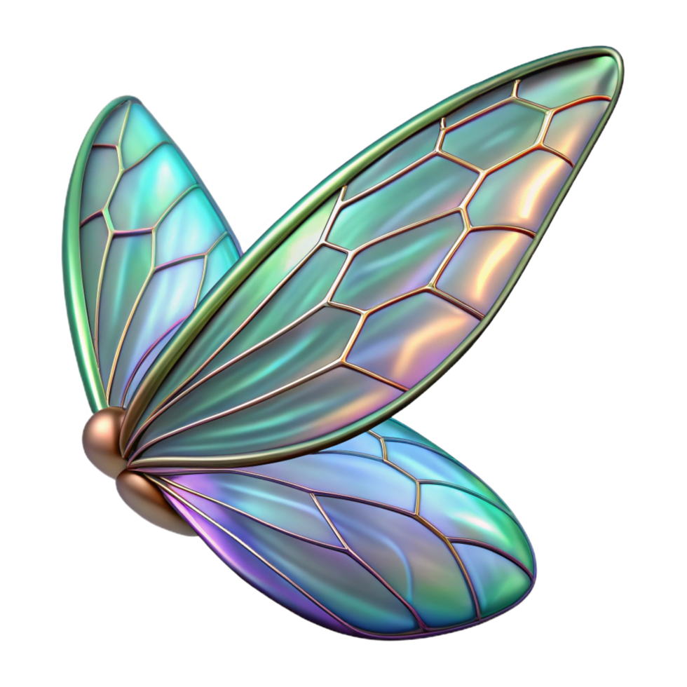 beautiful modern Alien insectoid wing with iridescent membrane and delicate veins premium png