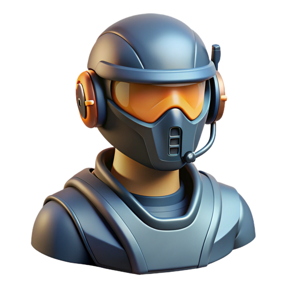 beautiful vintage Futuristic soldier helmet with visor and integrated communication system authentic png