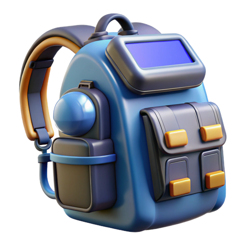 wonderful contemporary Cyberpunk backpack with integrated solar panels and charging ports exclusive png