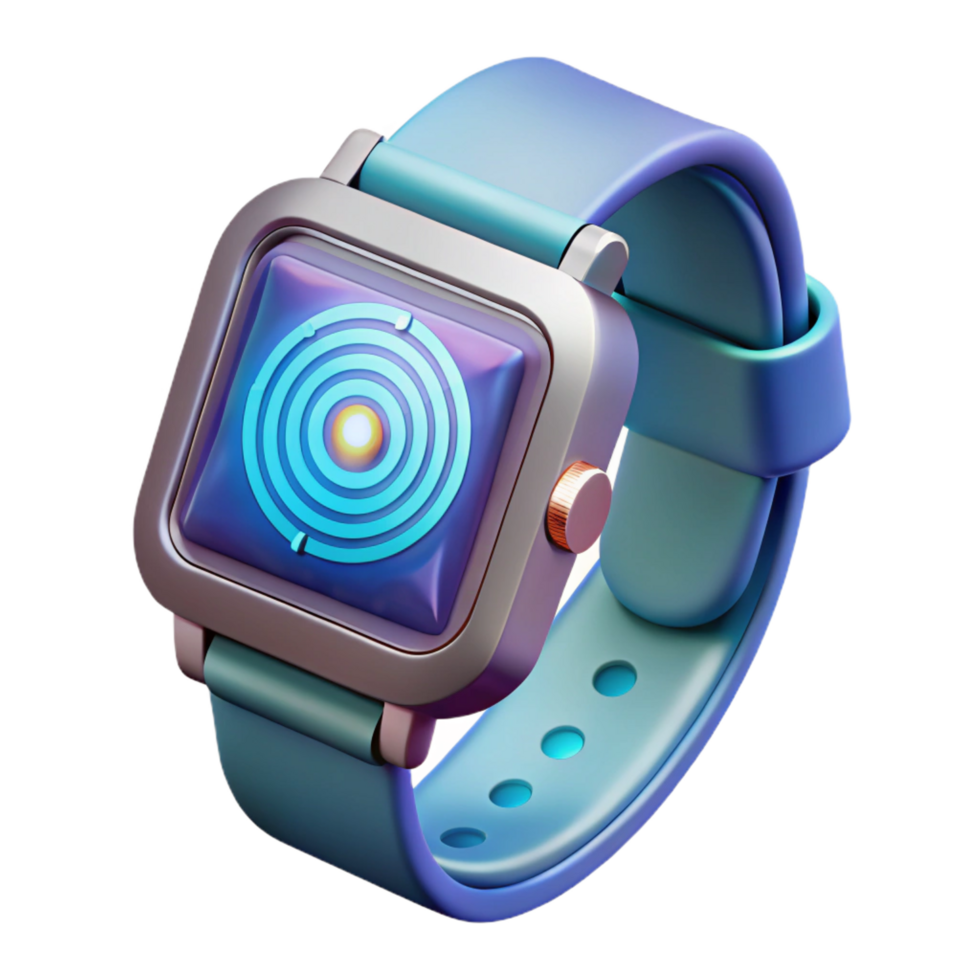 dramatic contemporary Futuristic wristwatch with holographic display and biometric sensors authentic png