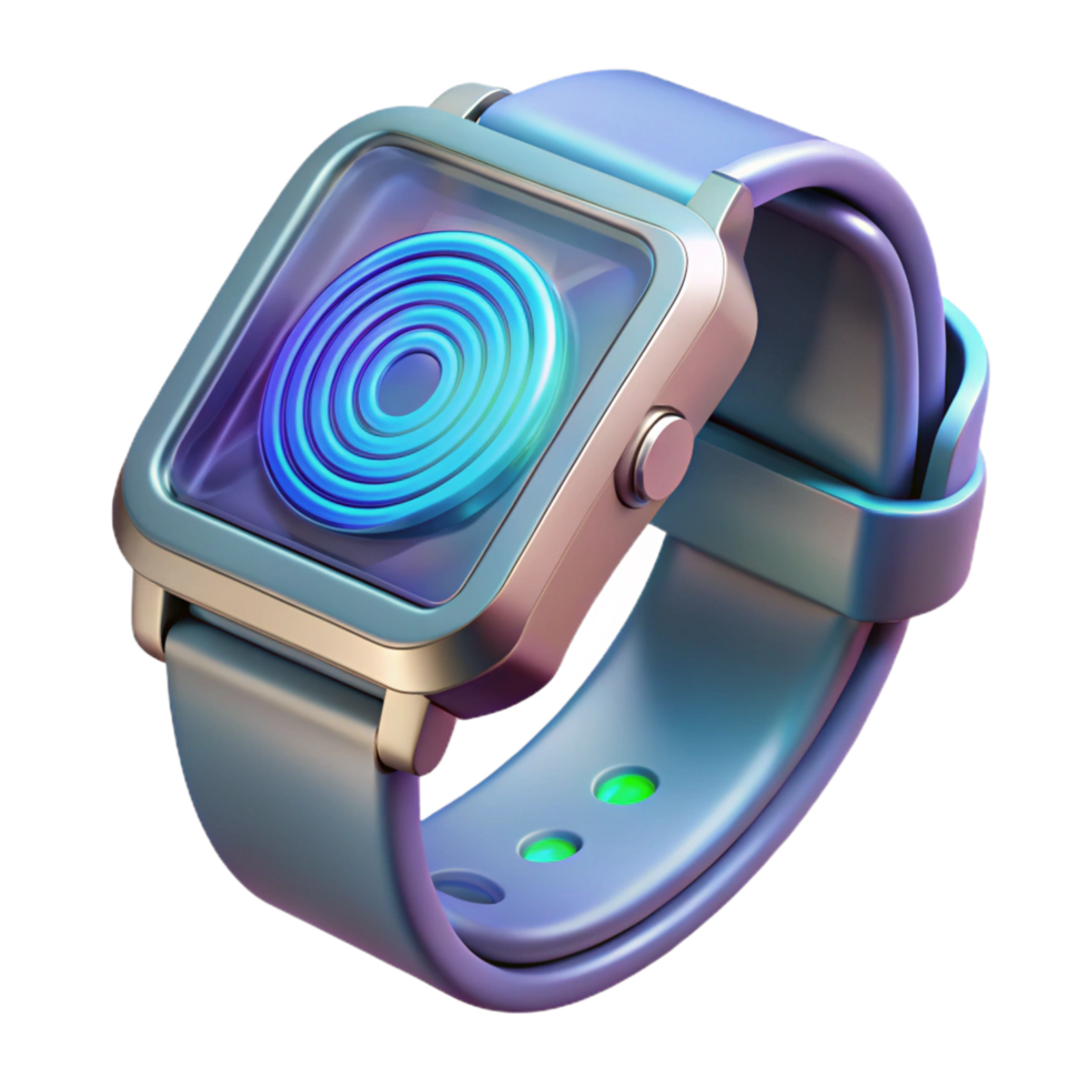magnificent rustic Futuristic wristwatch with holographic display and biometric sensors authentic png