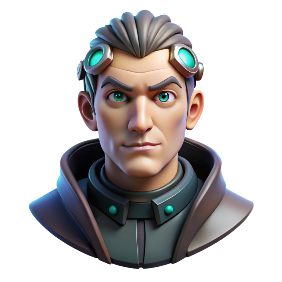 magnificent creative Cyberpunk character portrait head with intricate cybernetic implants professional png
