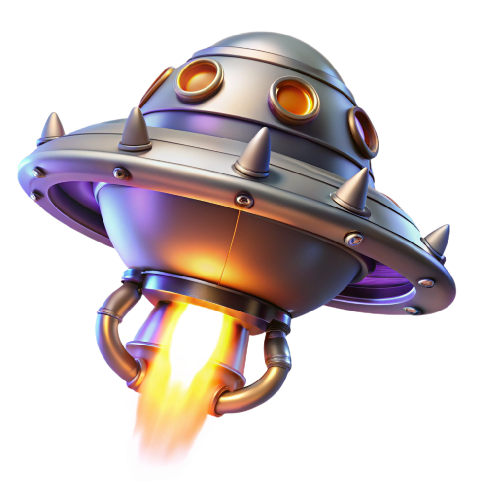 beautiful rustic Alien spaceship engine with glowing plasma exhaust and intricate details genuine png