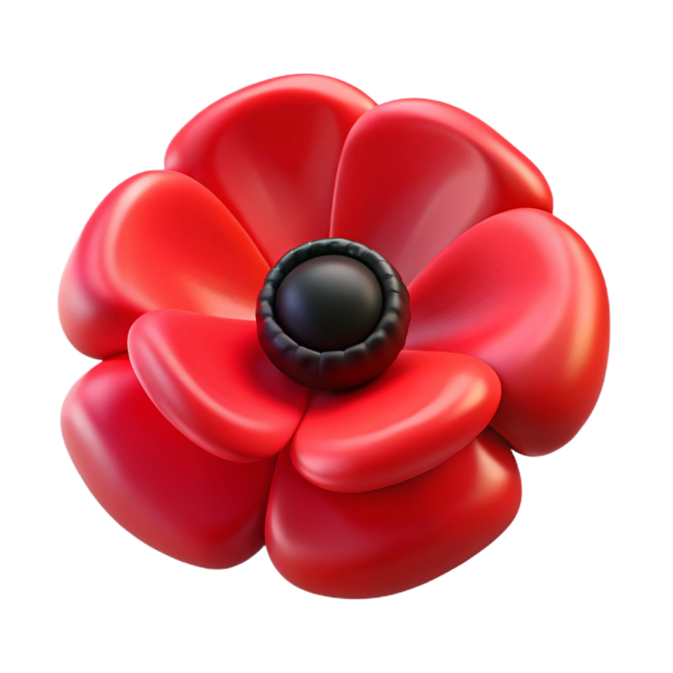stunning creative Red poppy flower with black center premium png