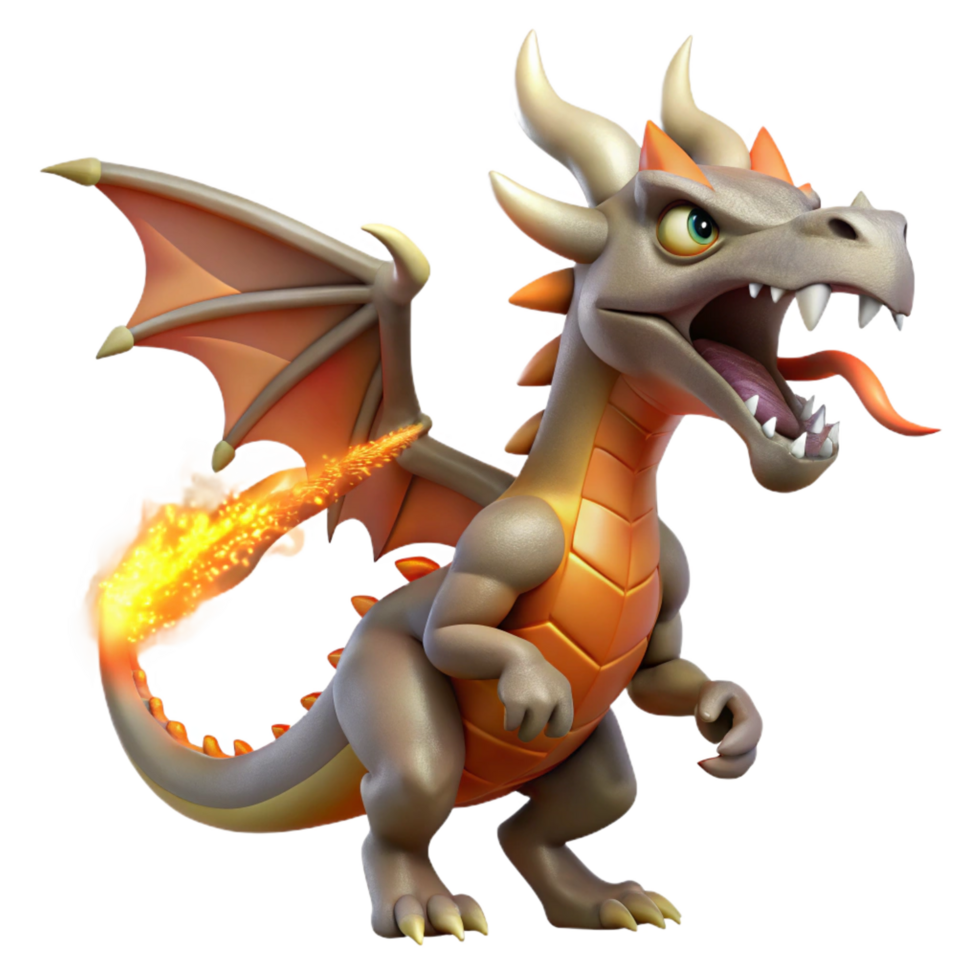 impressive abstract A ferocious dragon, breathing fire high resolution png
