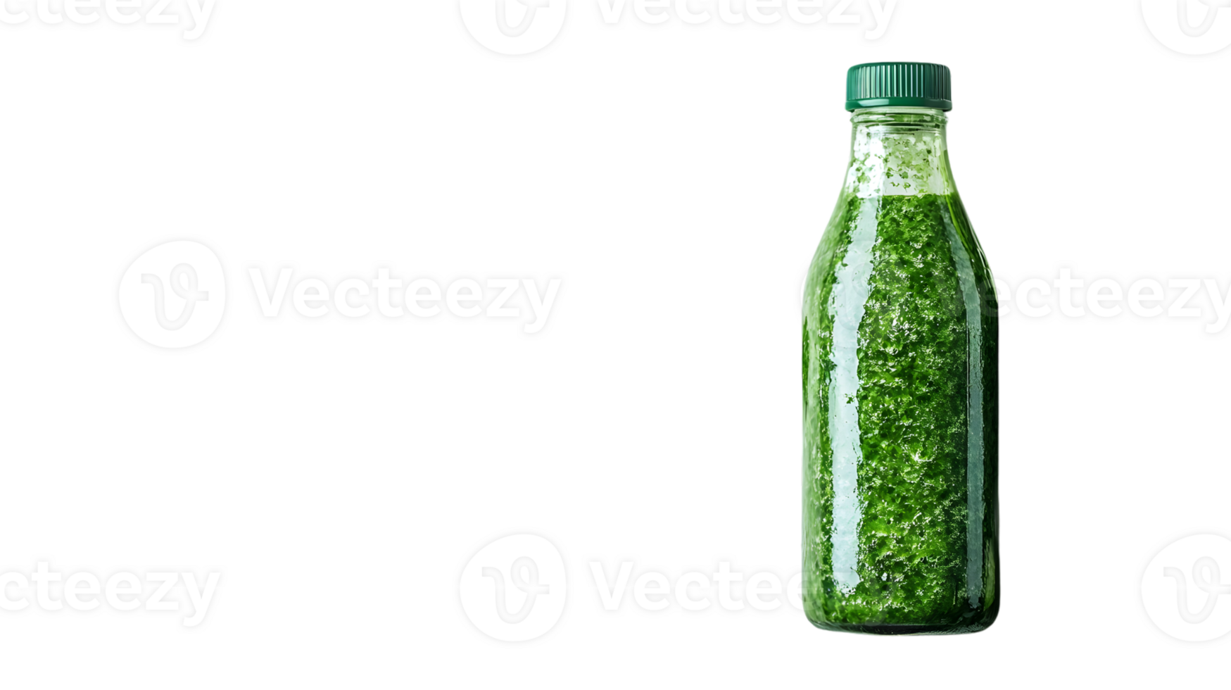 A refreshing green beverage in a transparent bottle with condensation perfect for health and w png