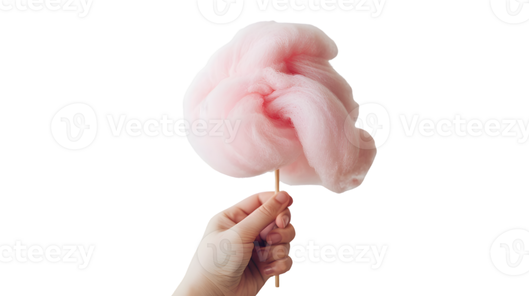 Hand Holding a Fluffy Pink Cotton Candy on a Stick Sweet Treat Fun Fair Food Carnival Snack png