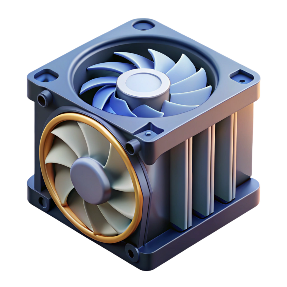 beautiful modern CPU cooler with heatsink and fan high resolution png
