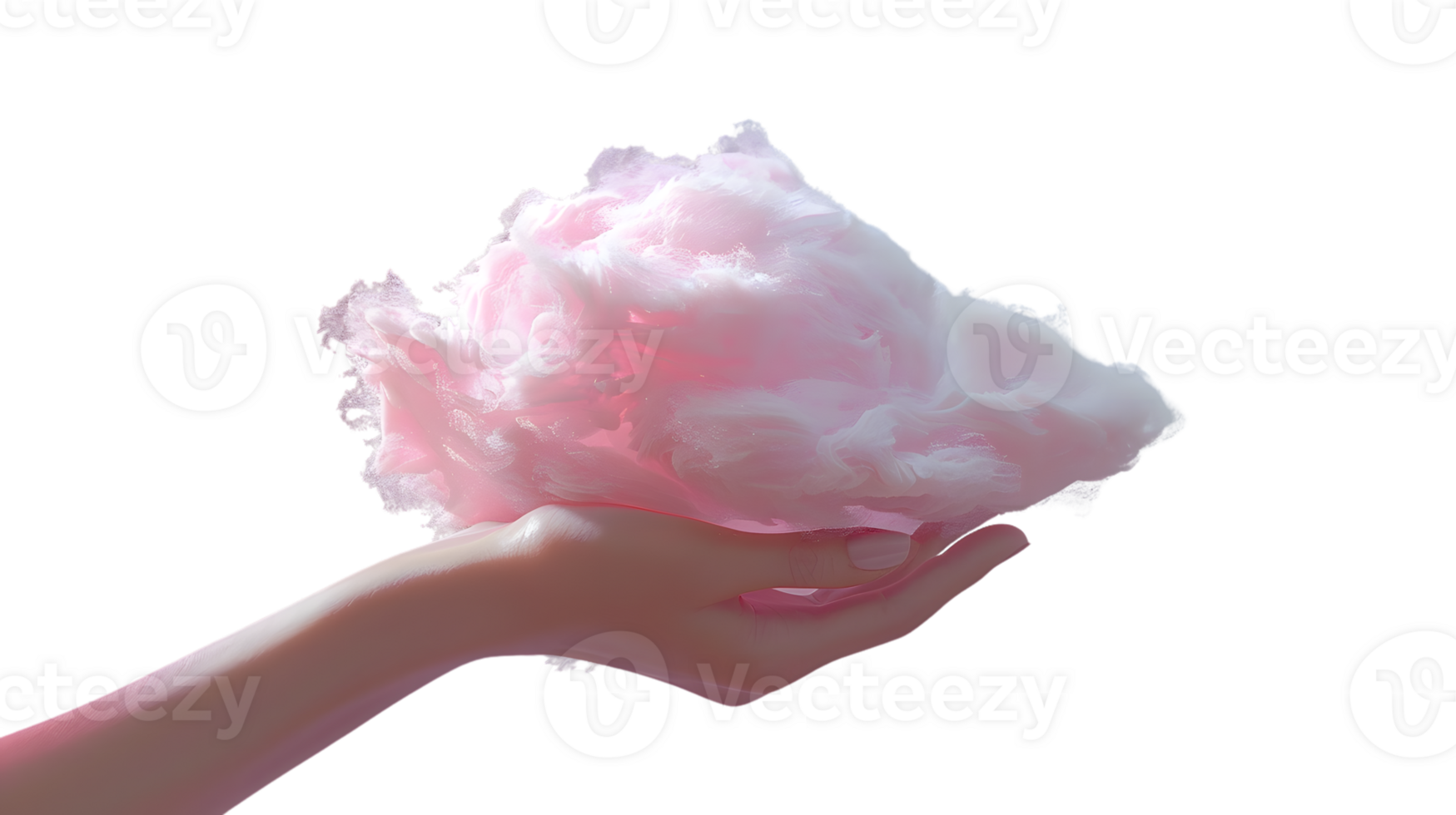 Hand Holding Ethereal Pink Cloud Soft Texture Dreamy Atmosphere Fantasy Art Creative Design png
