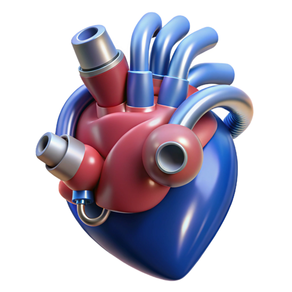 elegant minimalist Biomechanical heart with pulsating tubes professional png