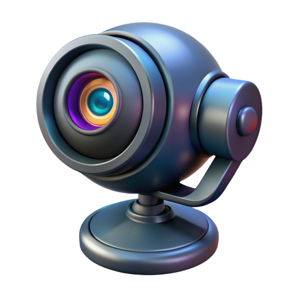 elegant classic Futuristic security camera with rotating lens premium png