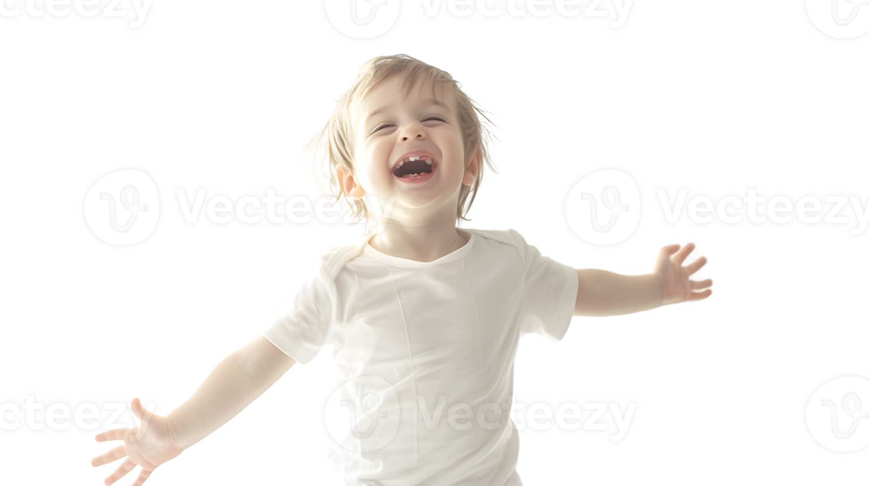Joyful Child Laughing with Arms Outstretched Expressive Happiness Childhood Emotions Pure Jo png