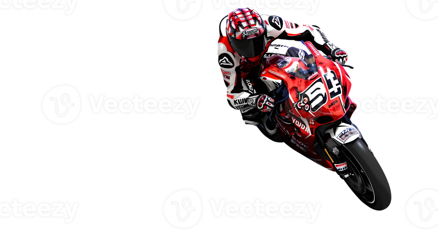 Motorcycle Racer in Action Dynamic Pose on a HighSpeed Bike with Vibrant Colors and Protectiv png