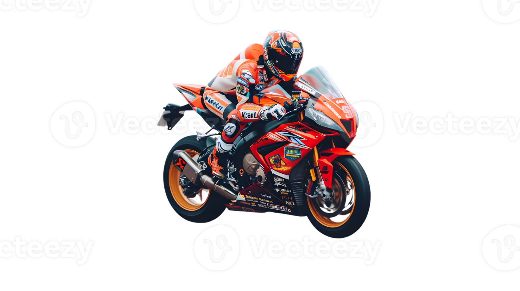 Motorcycle Racer in Action Dynamic Pose with HighSpeed Bike and Protective Gear png