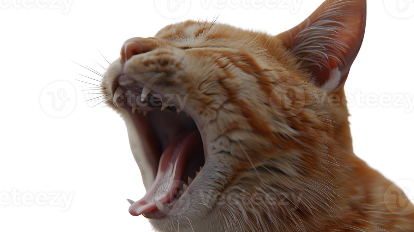 Yawning Feline CloseUp A Detailed Portrait of a Cats Expressive Moment png