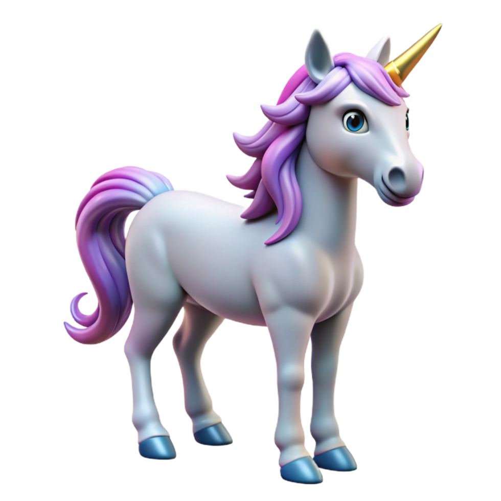 dramatic modern Unicorn, mythical horse with a single horn, high resolution png