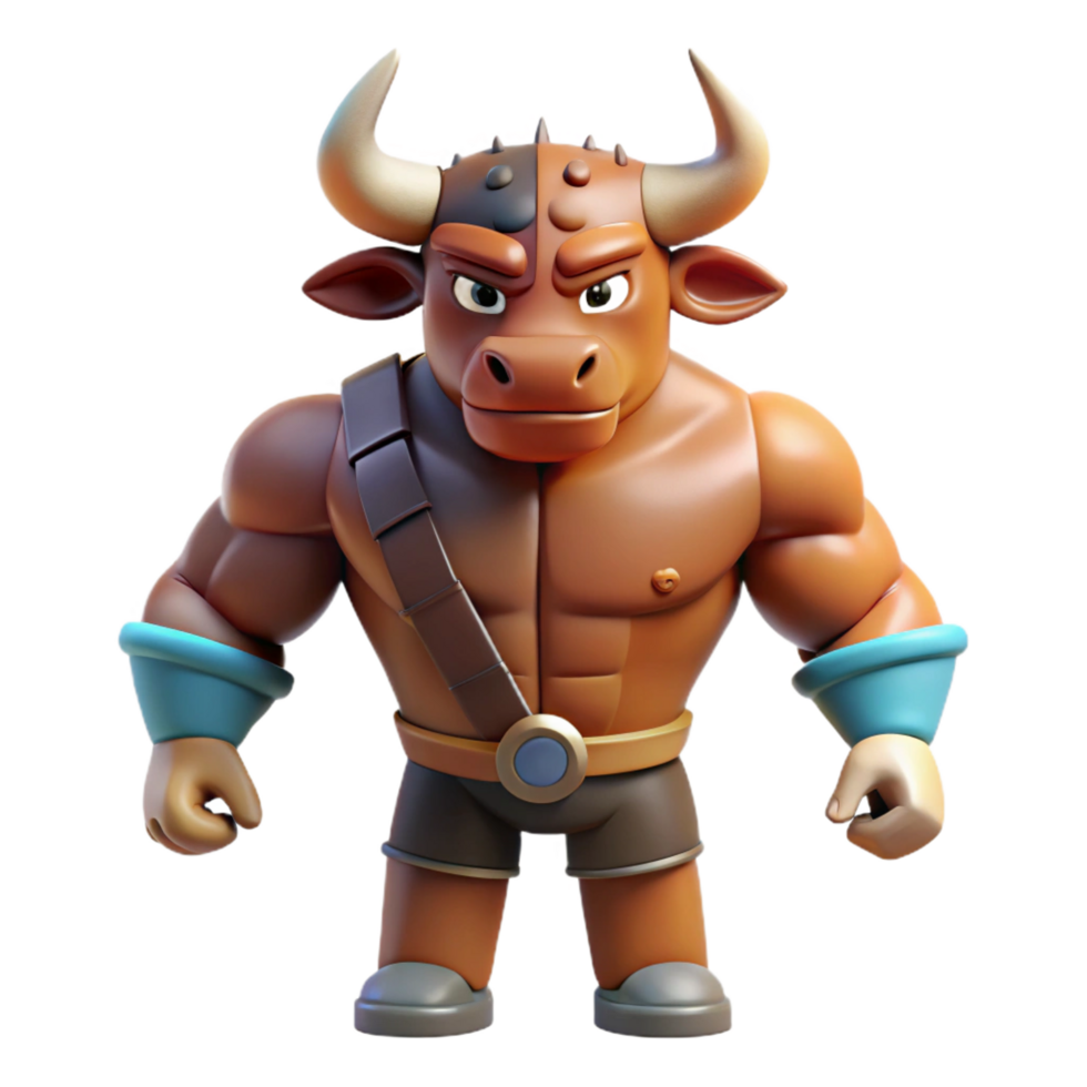 vibrant minimalist Minotaur, half-man, half-bull, high resolution png