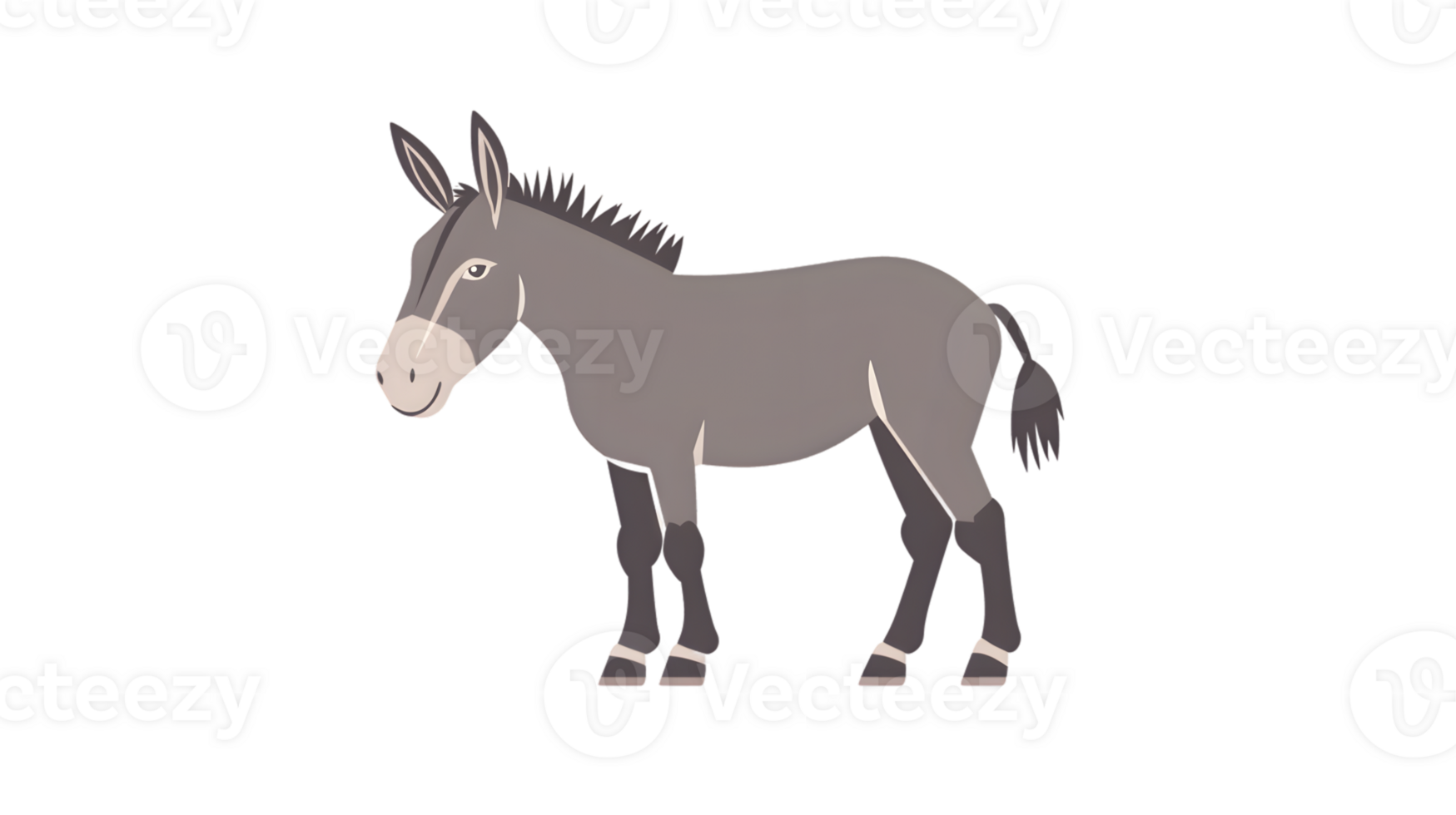 A gray equine standing in profile ideal for farm animal illustrations and educational content png