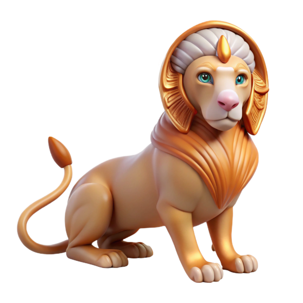 wonderful vintage Sphinx, mythical creature with a lion's body and a human head, authentic png