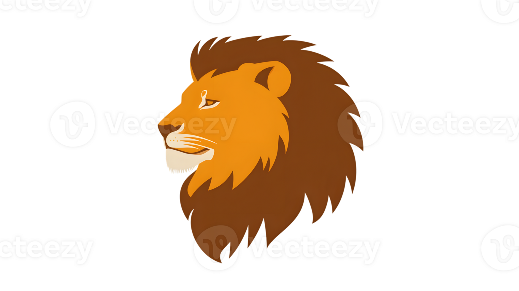 A majestic lion head in profile showcasing a detailed mane and fierce expression for wildlife png