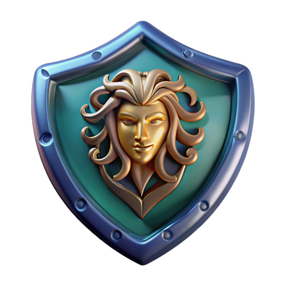 dramatic classic Aegis shield, with Medusa's head, authentic png